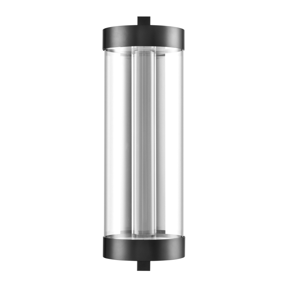 Claro Outdoor LED 24" Round Glass Crystal Sconce in Matte Black