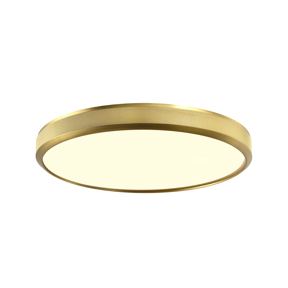 Zigrina 18" Diamond Knurled LED Flush Mount in Aged Brass