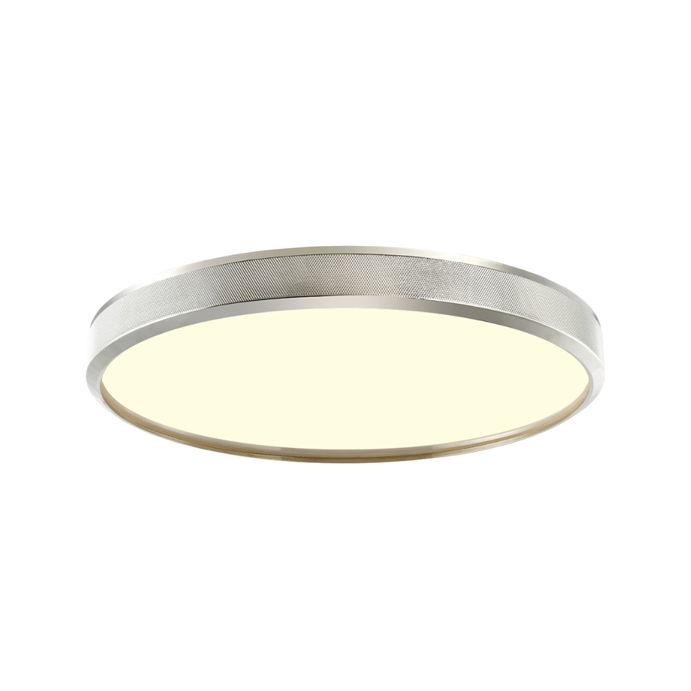 Zigrina 18" Diamond Knurled LED Flush Mount in Polished Nickel