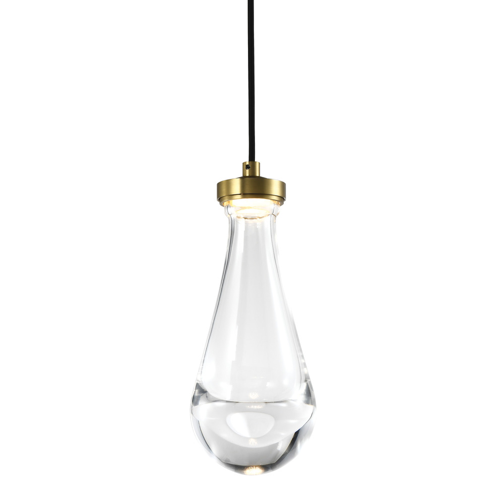 Vaso Water Drop LED Mini-Pendant in Aged Brass