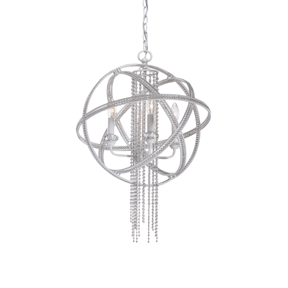 Cascade 11" 1-Light, Orbital Crystal Mini-Pendant in Satin White