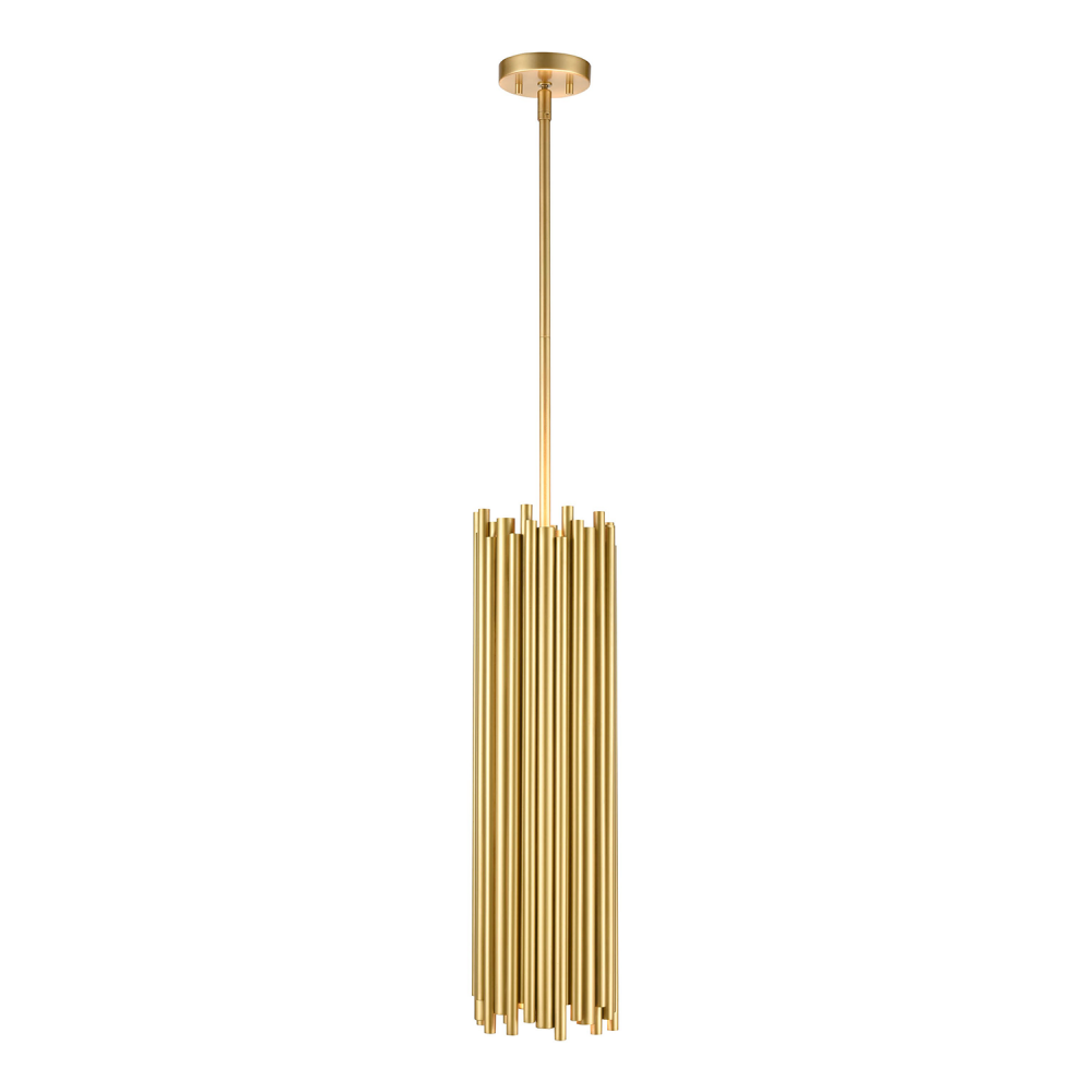 Cathedral 8" 2-Light, Solid Brass Pendant in Aged Brass