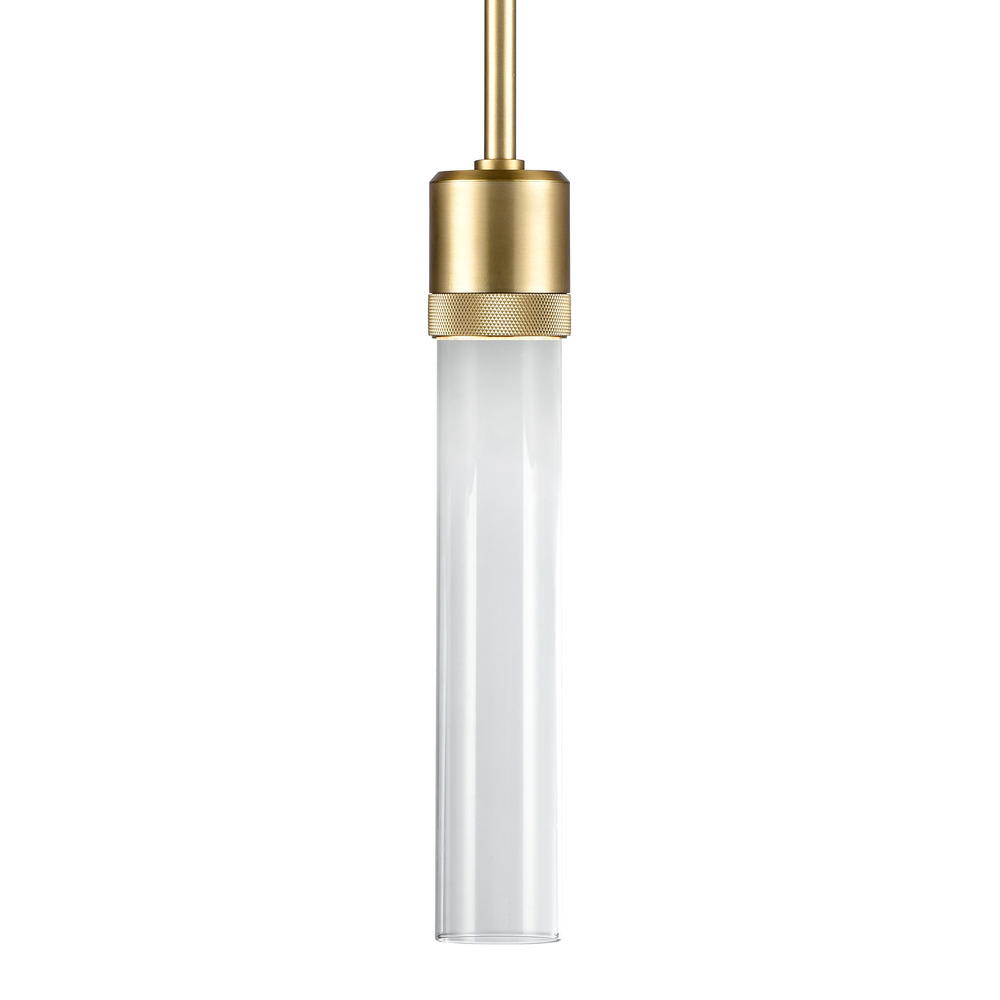 Zigrina 12" Clear Glass LED Pendant with Knurl Ring Aged Brass