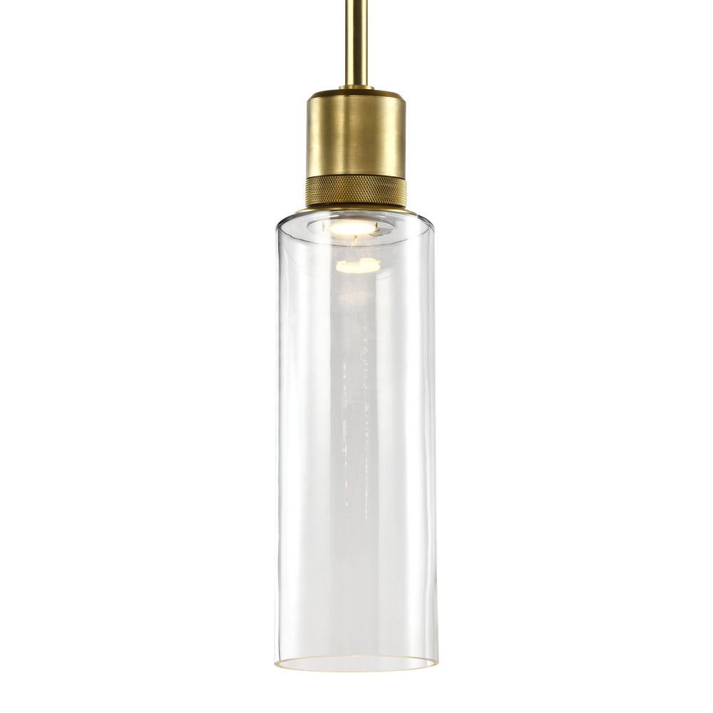 Zigrina 18" Glass Drum LED Pendant with Knurl Ring Aged Brass