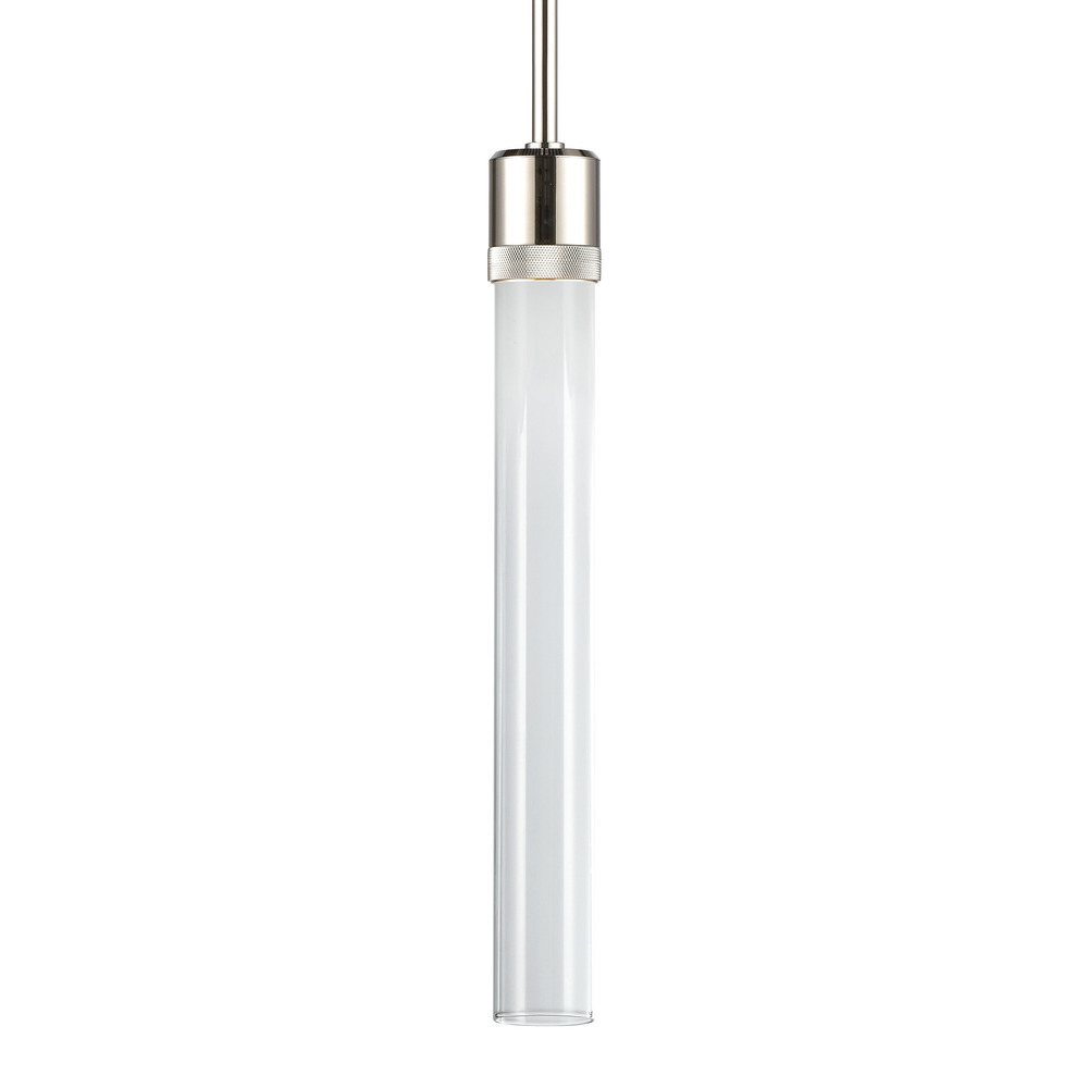 Zigrina 18" Clear Glass LED Pendant with Knurl Ring Polished Nickel