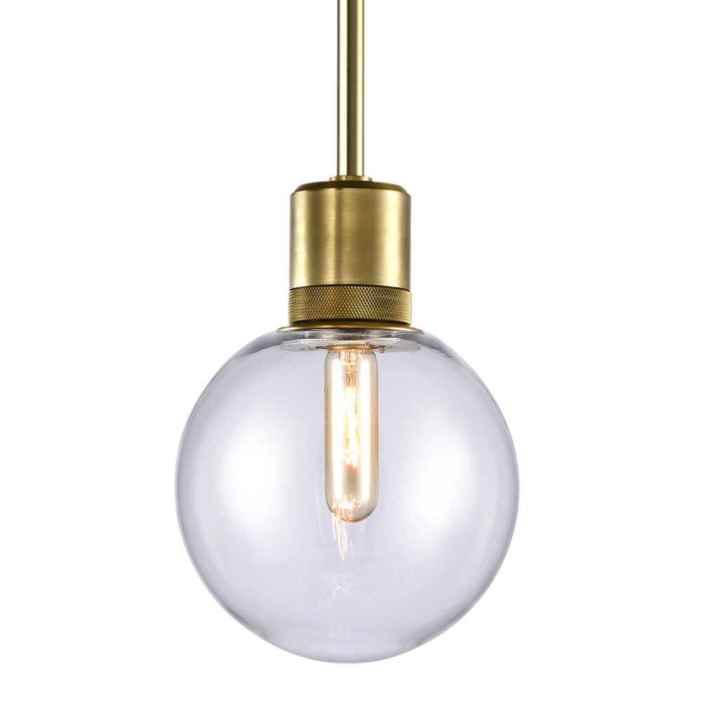 Zigrina Globe Glass E26 Pendant with Knurled Ring Aged Brass