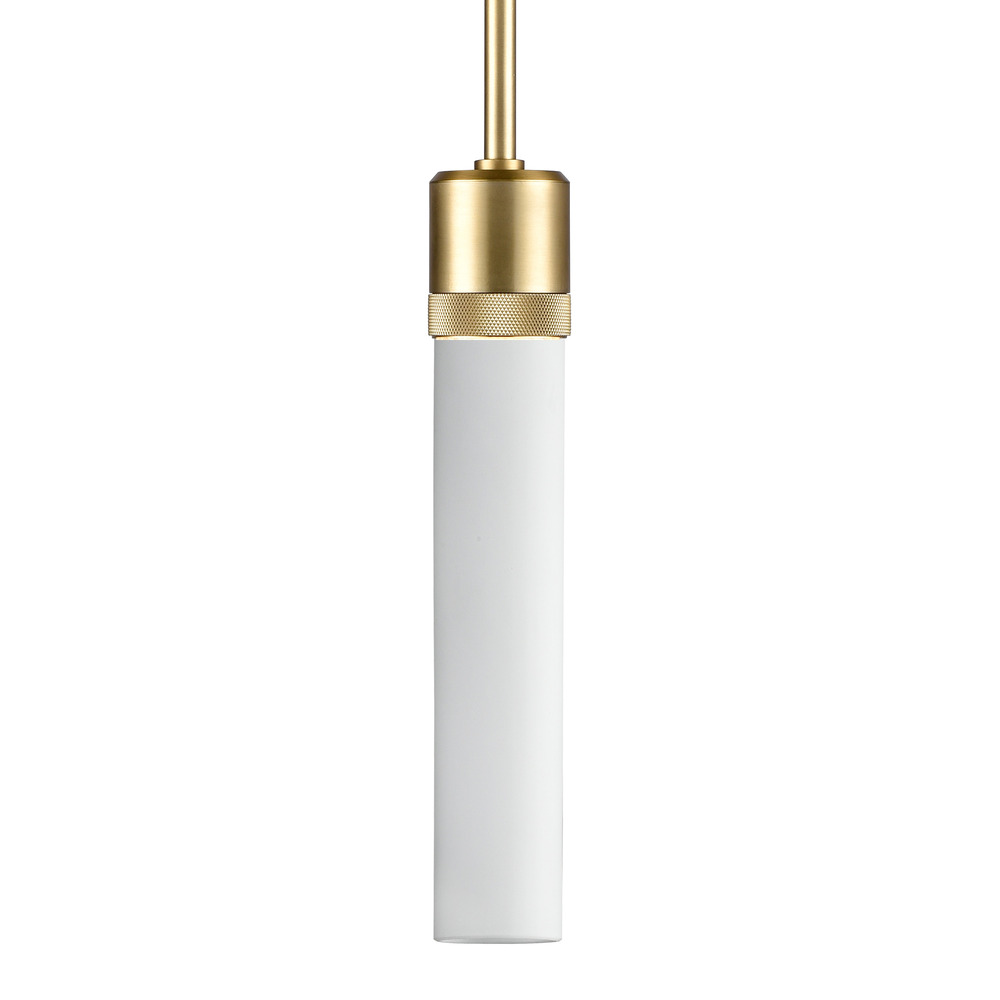 Zigrina 12" White Glass E26 Pendant with Knurled Ring Aged Brass