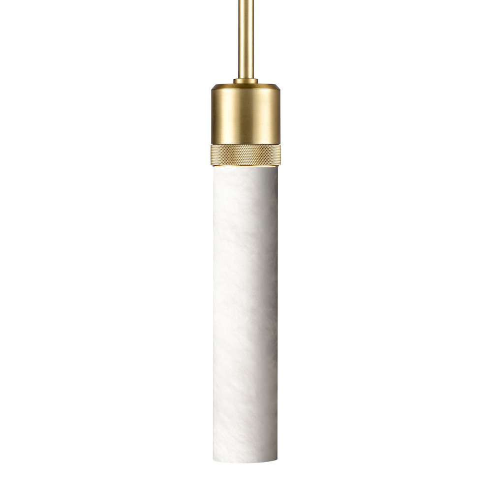 Zigrina 12" Alabaster E26 Pendant with Knurled Ring Aged Brass