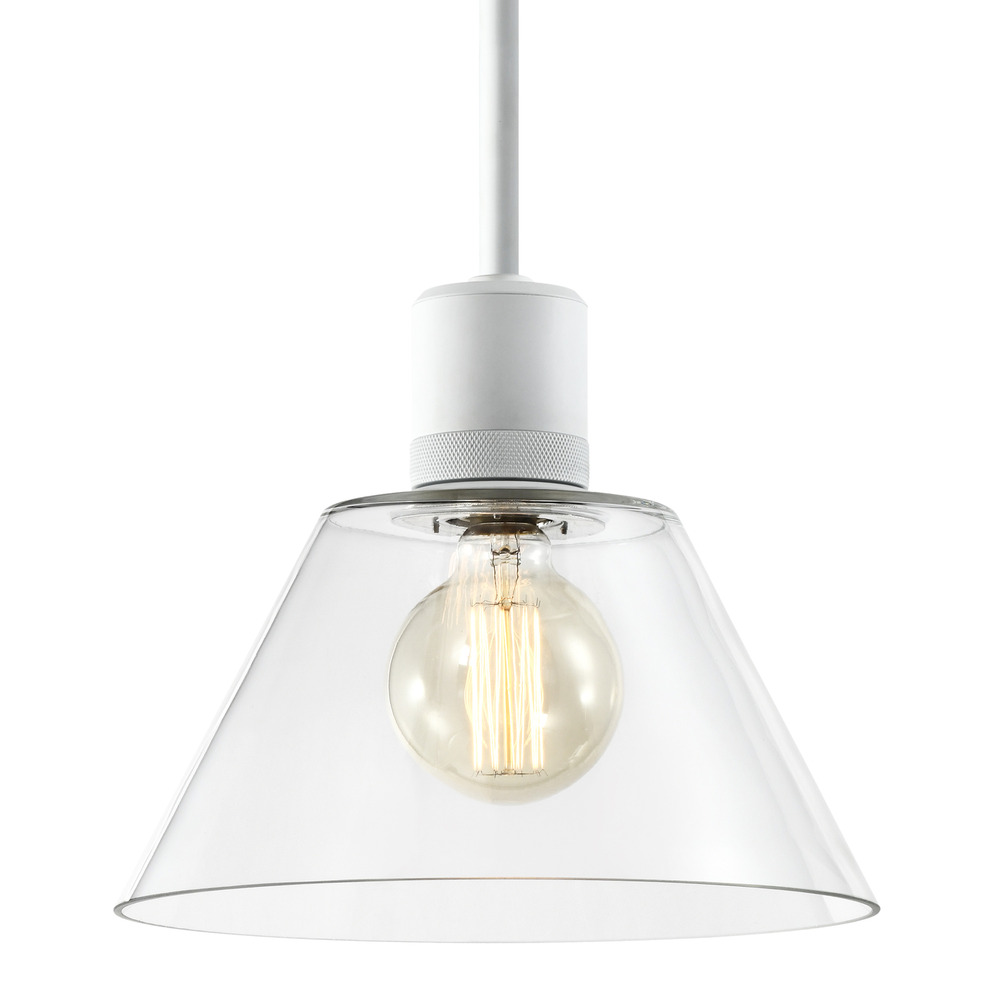Zigrina Glass Cone E26 Pendant with Knurled Ring Matte White