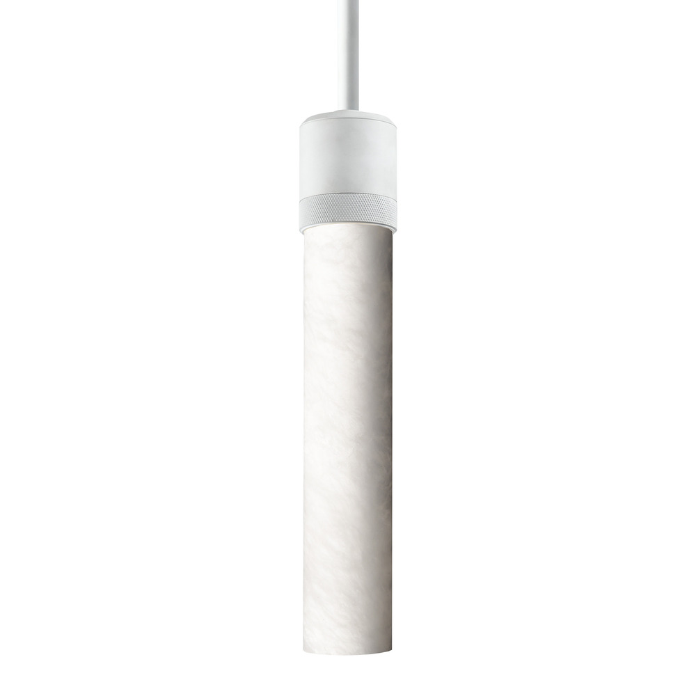 Zigrina 12" Alabaster E26 Pendant with Knurled Ring Matte White