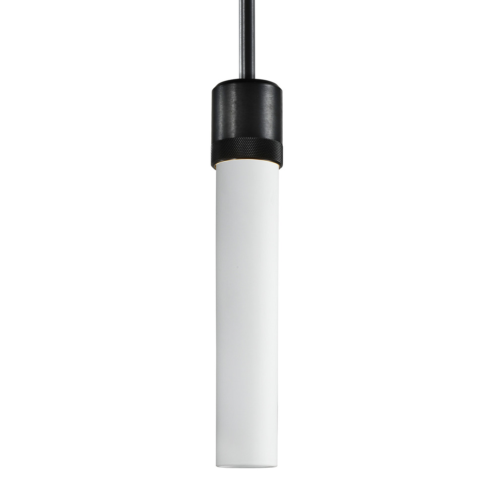 Zigrina 12" White Glass E26 Pendant with Knurled Ring Satin Black