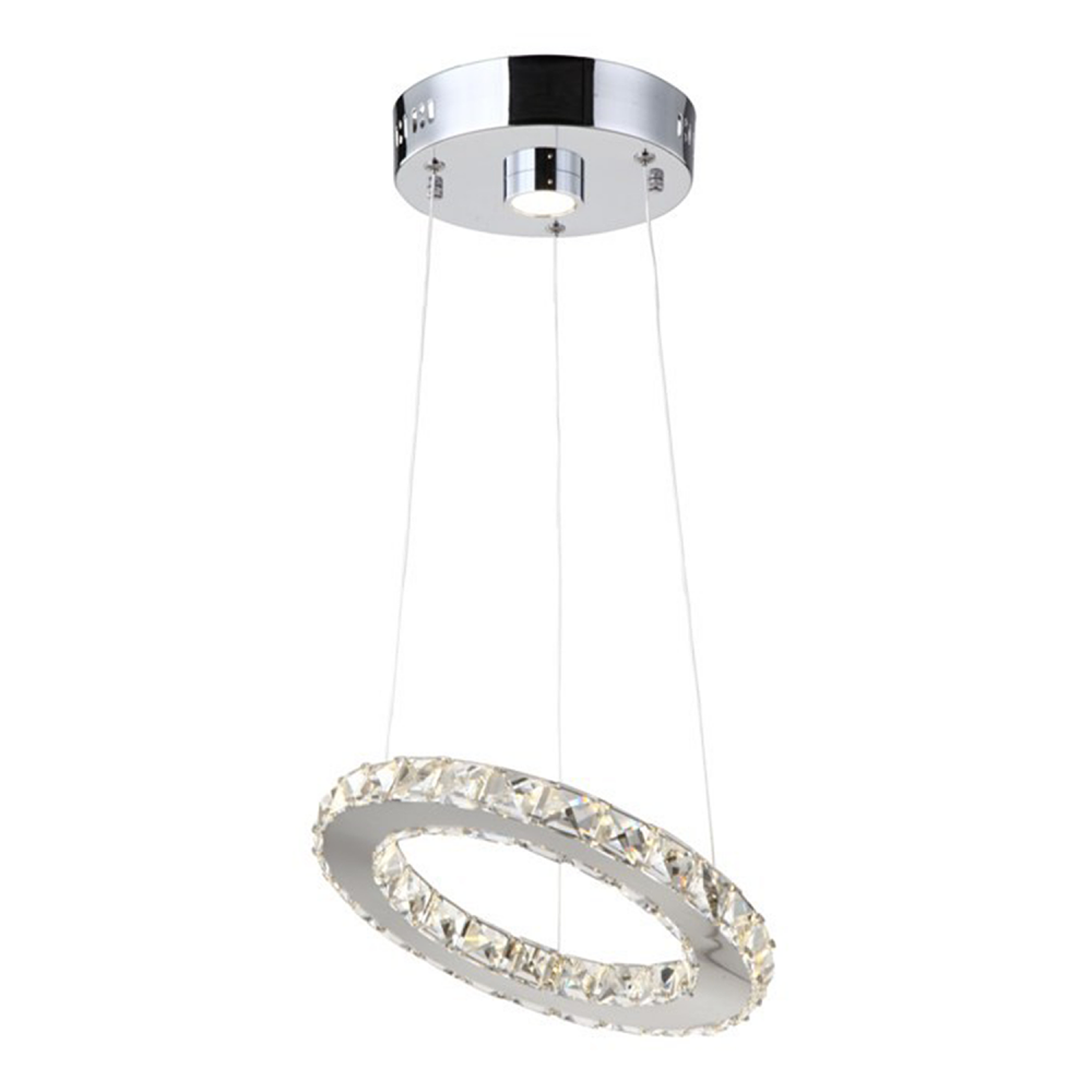 Blair LED 12" Crystal Ring Pendant in Polished Chrome
