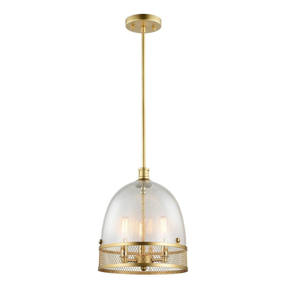 Theia 11" 3-Light, Boutique Glass Dome Pendant in Matte Gold
