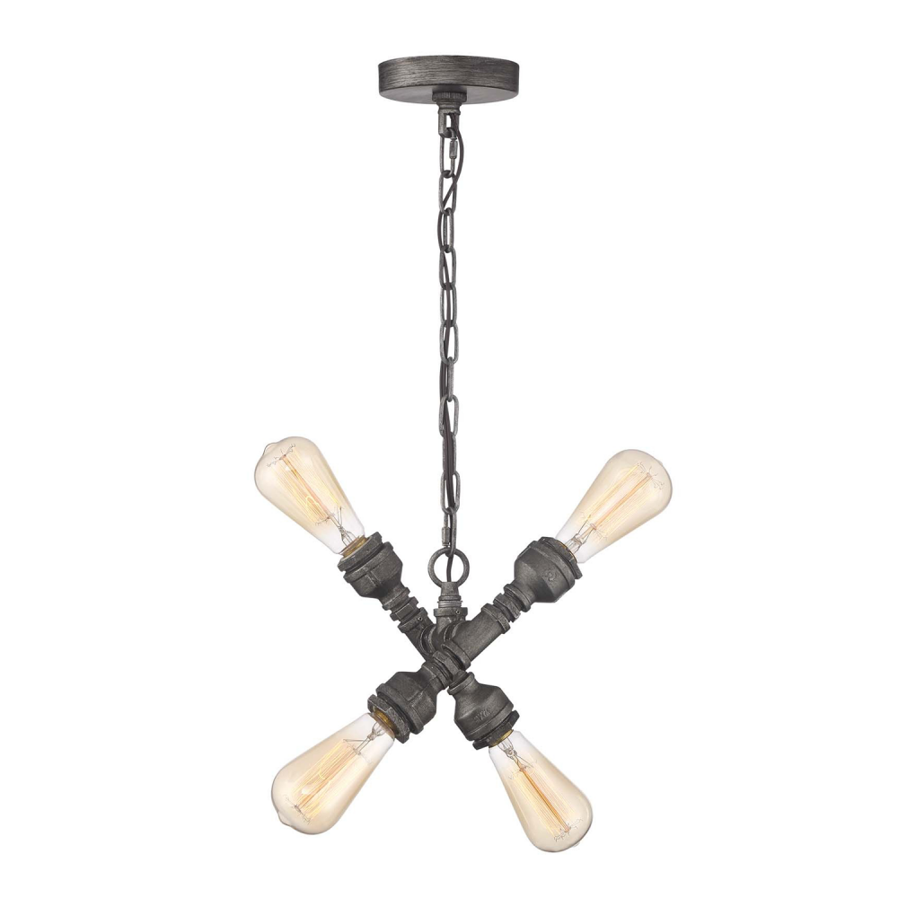 Peg 4-Light, Nautical Iron Pendant in Aged Iron