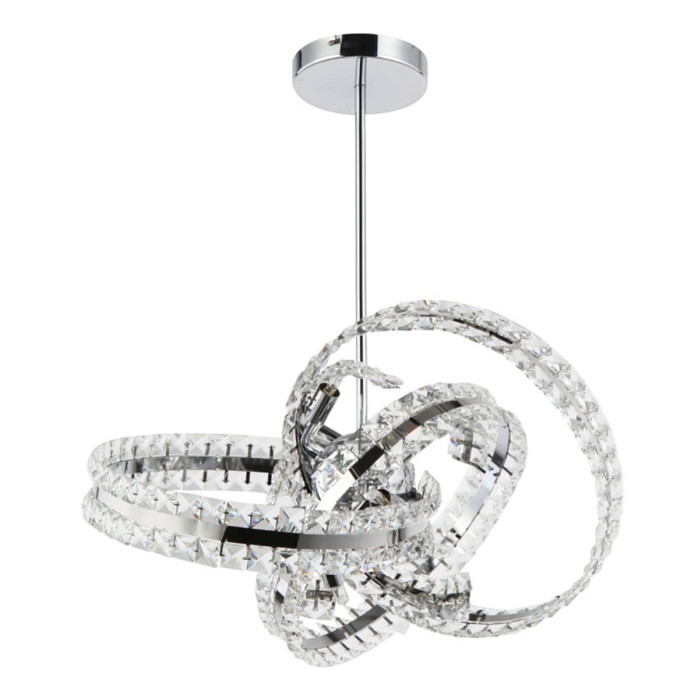 Knot 19" 6-Light, Orbital Crystal Pendant in Polished Chrome