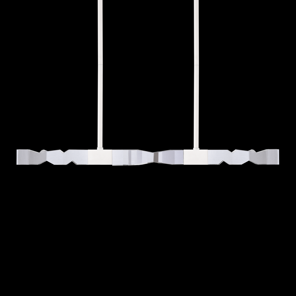 LED 3CCT 4-Light 49" Unique 2"x2" Carved Crystals Luxury Matte White Linear Pendant