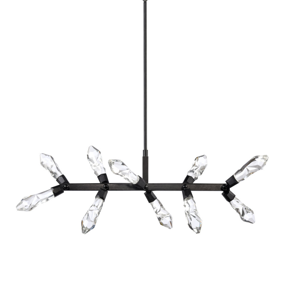 Angelus 48" LED 10-Light, Crystal Linear Pendant in Brushed Black