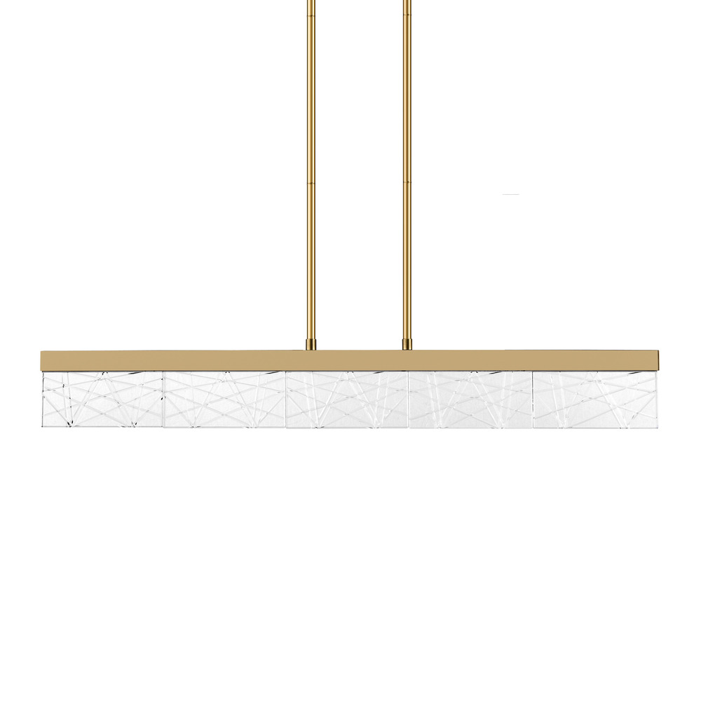 Lucus 43" LED Sleek Crystal Linear Pendant in Aged Brass