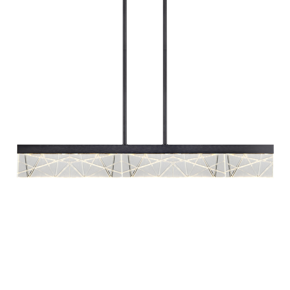 Lucus 43" LED Sleek Crystal Linear Pendant in Satin Brushed Black