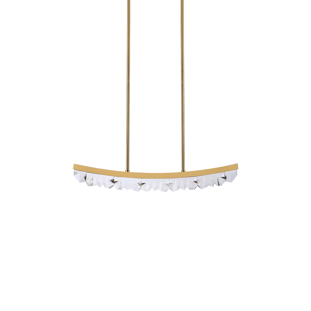 Arcus LED 32" Sleek Curved Crystal Linear in Aged Brass