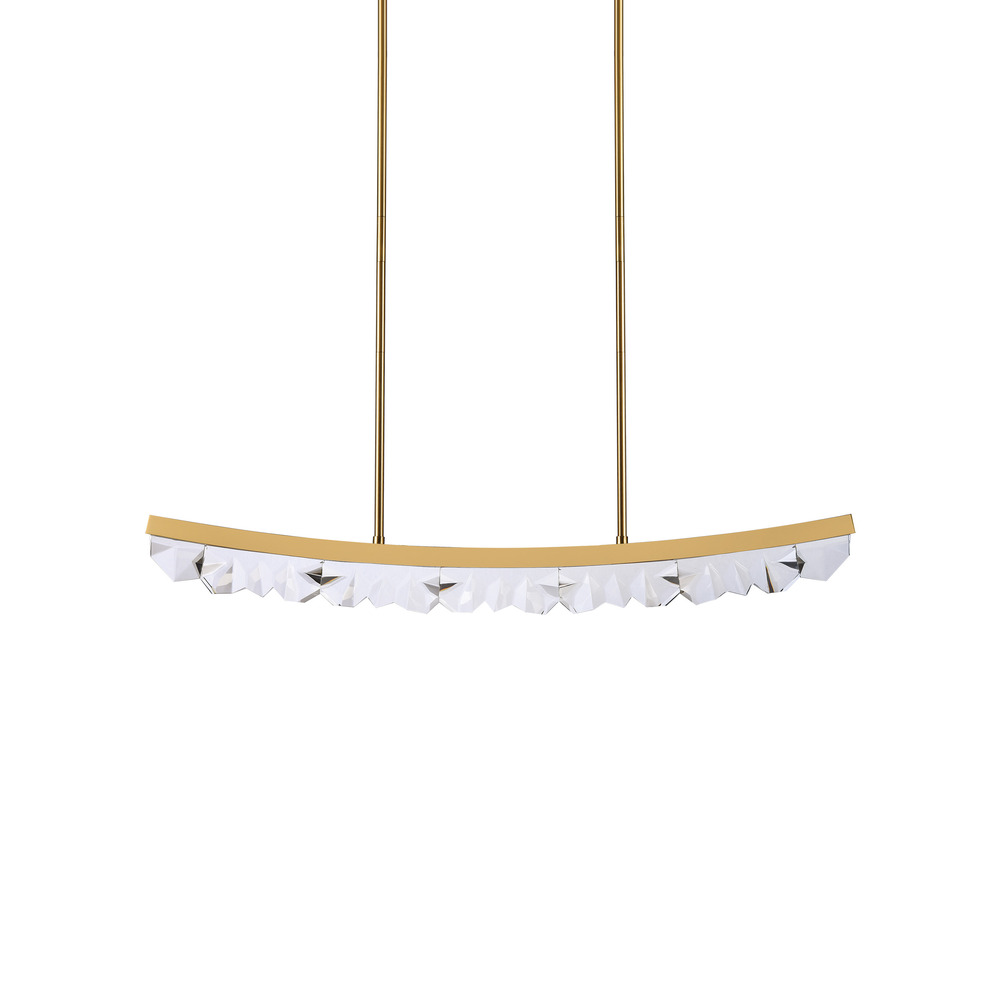 Arcus LED 48" Sleek Curved Crystal Linear in Aged Brass