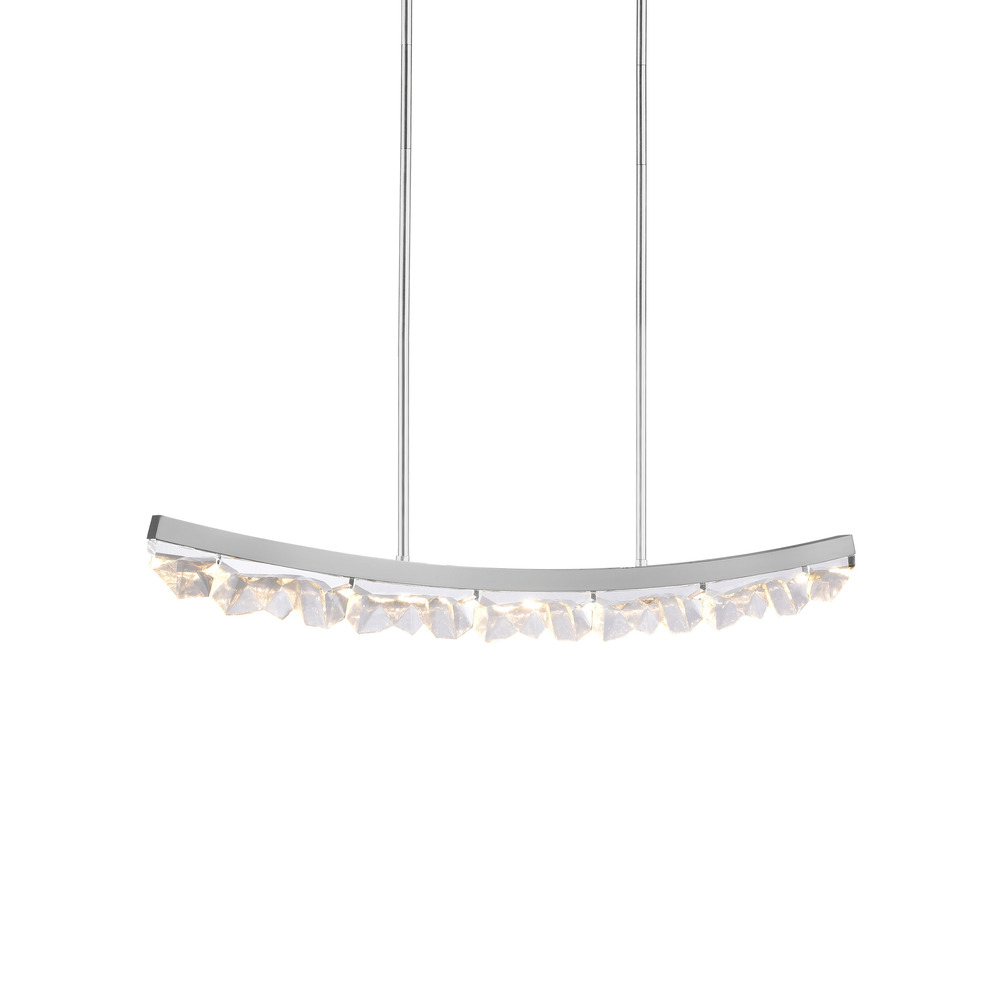 Arcus LED 48" Sleek Curved Crystal Linear in Polished Nickel