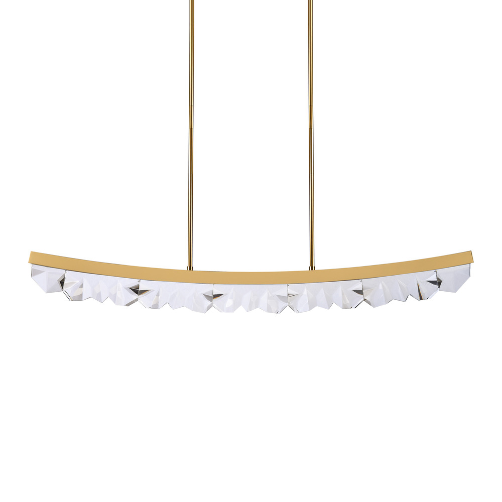 Arcus LED 56" Sleek Curved Crystal Linear in Aged Brass