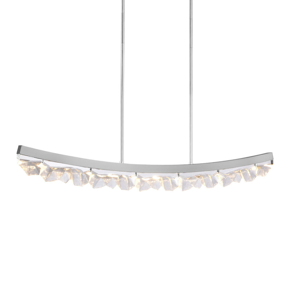 Arcus LED 56" Sleek Curved Crystal Linear in Polished Nickel