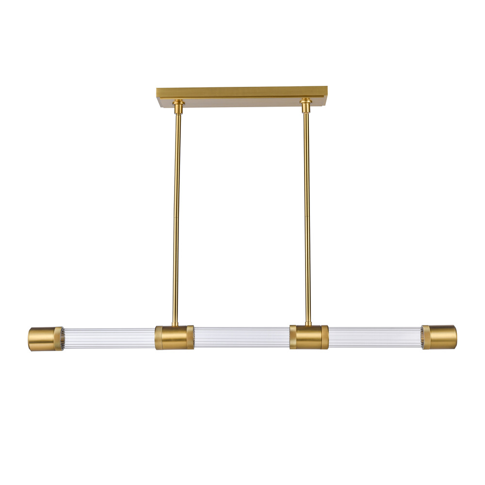 Zigrina 48" Fluted Glass LED Linear with Knurled Rings Brass
