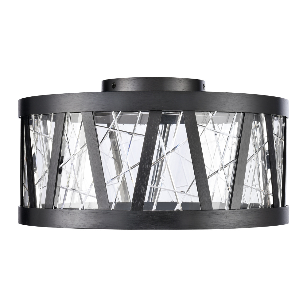 Lucus 15" LED Crystal Drum Semi-Flush in Satin Brushed Black
