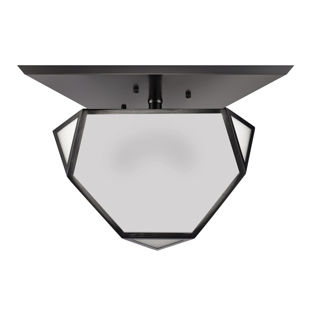Moonbow 21" 3-Light, Architectural Semi-Flush in Satin Brass