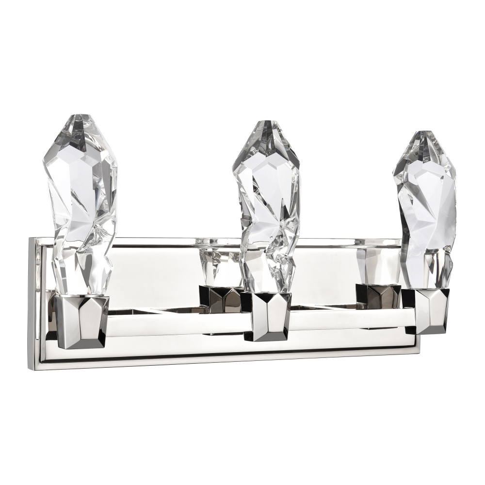 Angelus 19" LED 3-Light, Crystal Bath Light in Polished Nickel