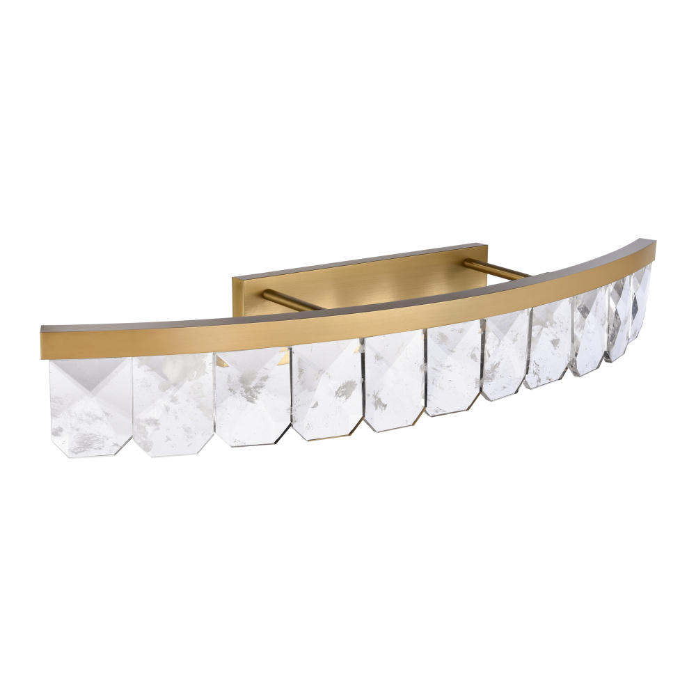 Odraz 45" Infused Clear Crystal Curved LED Vanity In Aged Brass