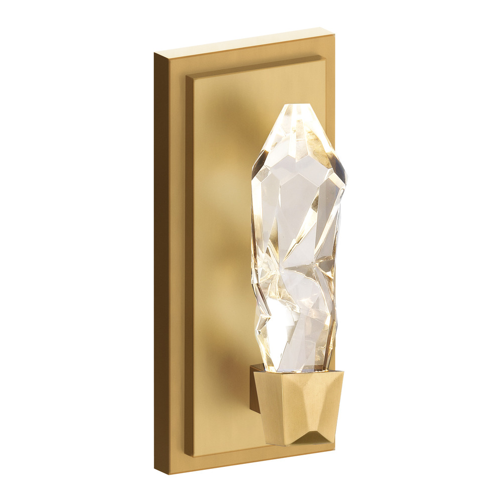 LED 3CCT 1-Light Crafted Crystal Aged Brass Vertical Wall Sconce