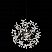 ZEEV Lighting CD10212-8-MBK - 8-Light Floral Crystal Pedal Sputnik Matte Black Pendant Light