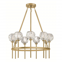 ZEEV Lighting CD10270-9-AGB - 9-Light 26" Modern Candle Style Aged Brass Crystal Chandelier