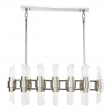 ZEEV Lighting CD10368-24-PN - Pillar 36" 24-Light, Duo Linear Glass Chandelier in Polished Nickel