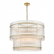 ZEEV Lighting CD10395-16-AGB - Allure 30" 16-Light, Fluted Glass 2-Tier Drum Chandelier in Aged Brass