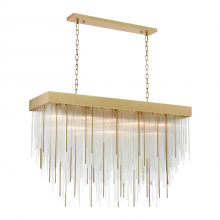 ZEEV Lighting CD10412-27-AGB - Waterfall 60" 27-Light, Glass Dinning Chandelier in Aged Brass