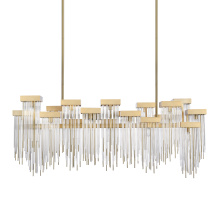 ZEEV Lighting CD10424-20-AGB - Waterfall 60" 20-Light, Cityscape Glass Chandelier in Aged Brass