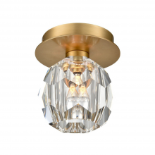 ZEEV Lighting FM60051-1-AGB - 5" Single Aged Brass Crystal Mini-Flush Mount
