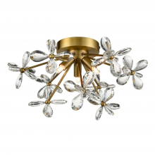 ZEEV Lighting FM60053-3-AGB - 3-Light Floral Crystal Pedal Sputnik Aged Brass Flush Mount
