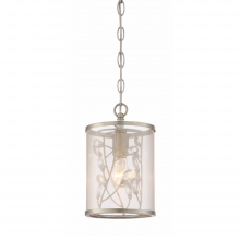 ZEEV Lighting MP40032-1-BNS - Vine 6" Organza Drum Shade Crystal Mini-Pendant in Silver