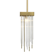 ZEEV Lighting MP40050-1-AGB - Waterfall 6" Square Glass Mini-Pendant in Aged Brass