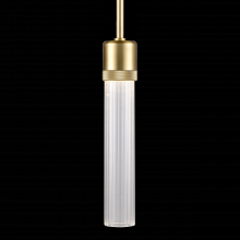ZEEV Lighting P11701-LED-AGB-G3 - 3" LED 3CCT Vertical Cylindrical Pendant Light, 12" Fluted Glass and Aged Brass Finish
