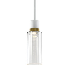 ZEEV Lighting P11702-LED-MW-K-AGB-G14 - Zigrina 12" Glass Drum LED Pendant in White and Brass Knurled Ring