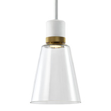 ZEEV Lighting P11702-LED-MW-K-AGB-G16 - Zigrina Glass Bell LED Pendant in White and Brass Knurled Ring