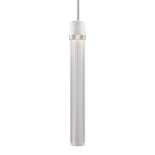 ZEEV Lighting P11702-LED-MW-K-PN-G4 - Zigrina 18" Fluted Glass LED Pendant in White and Nickel Knurled Ring