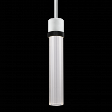 ZEEV Lighting P11702-LED-MW-K-SBB-G3 - 3" LED 3CCT Cylindrical Pendant Light, 12" Fluted Glass and Matte White with Black Finish