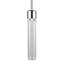 ZEEV Lighting P11703-LED-PN-G3 - Zigrina 12" Fluted Glass LED Pendant with Knurl Ring Polished Nickel